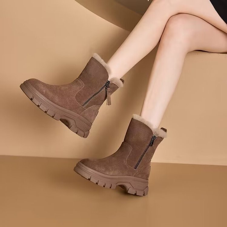 Snow Beautoday Women Suede New Leather Quality Hot Latform Fur Boots Round Toe Ladies Warm Winter Shoes Handmade