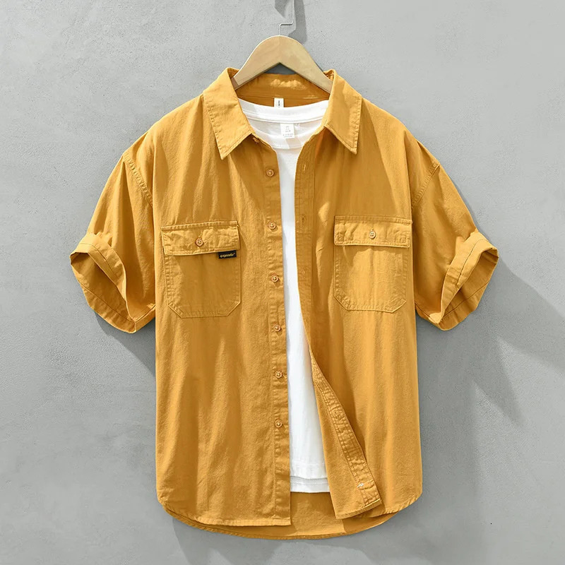 Retro mens freight shirt jacket cotton uniform light casual work Safari style fashionable loose top 241209