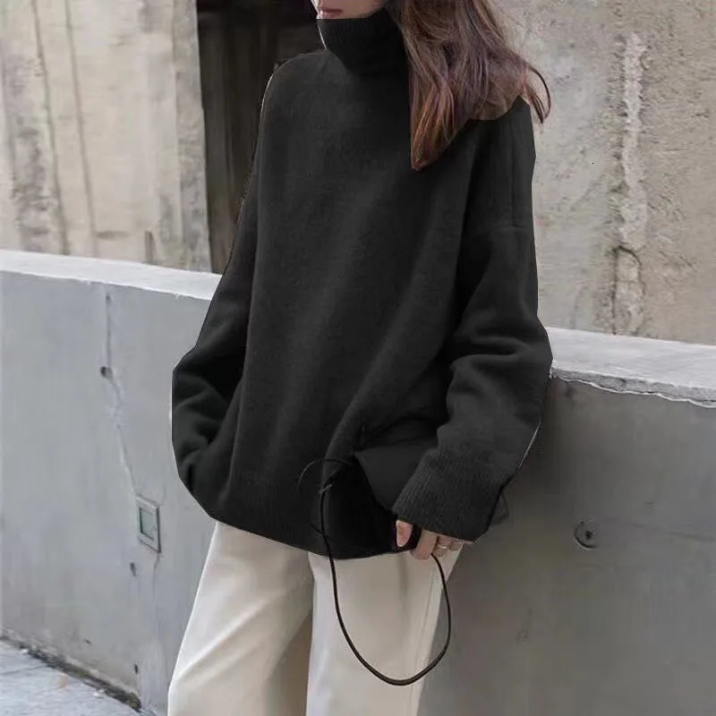 Lucyever Korean Womens Sweater Solid Casual Loose Turtleneck Sweaters Female Thickened Warm Knitted Pullover Autumn Winter 2024 241203