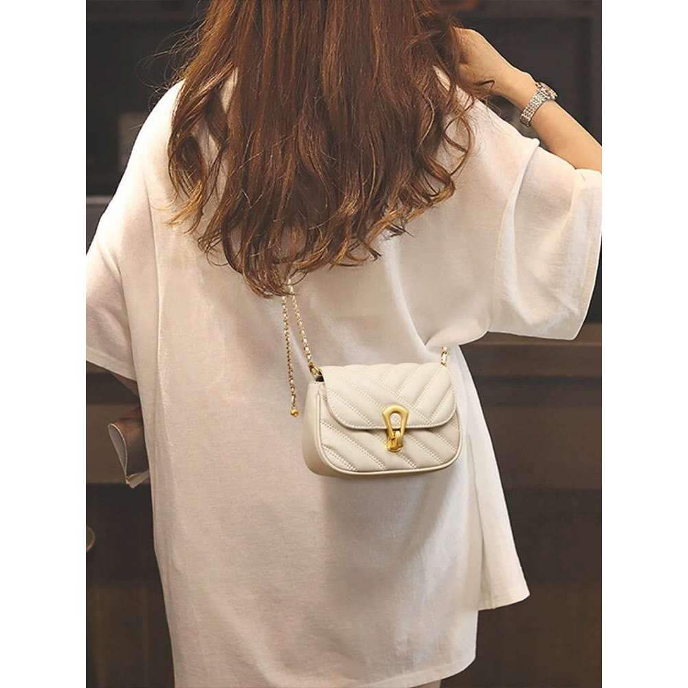 New Niche Design Women's High-Quality Dia Grid Chain Single Shoulder Crossbody Small Square Bag, Fashionable Quality Classic