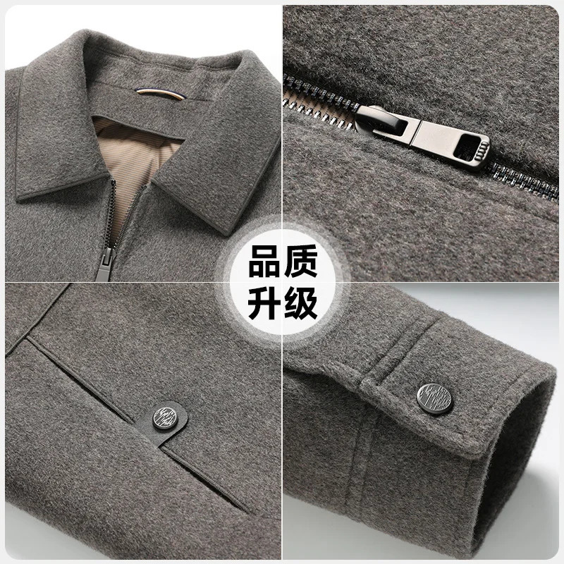 Autumn and Winter Doublesided Wool Mens Outdoor Camping Fashion Casual Lapel Can Be Removed Down Liner Short Jacket 241209