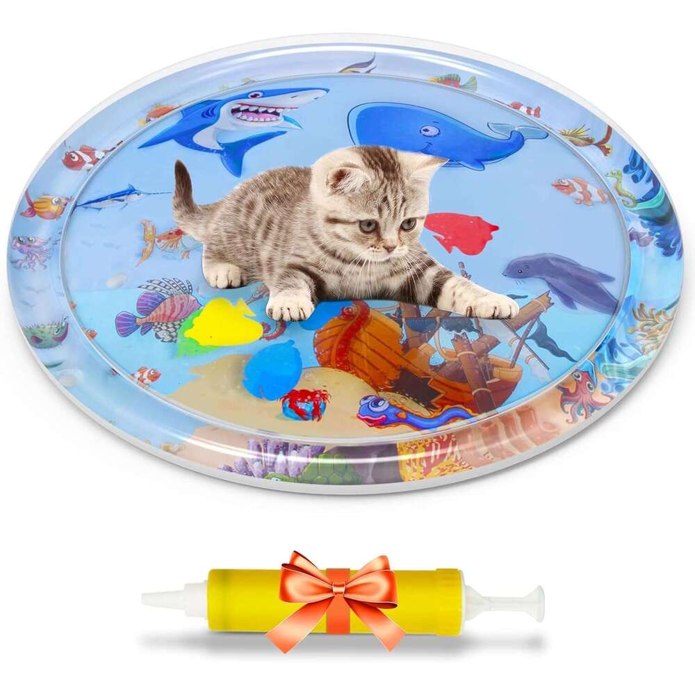 NABEKE Interactive Enrichment Indoor Upgrade 0.5 MM Thickened Sensory Cats, Iatable Cat Water Play Mat Toys for Bored Cats