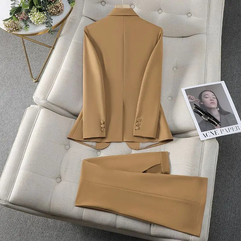 Women Autumn Fashion Professional Suit Twopiece Korean Elegant Casual Blazers Jacket Pants Matching Set Female Clothes 241209