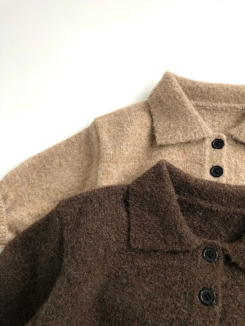 MILANCEL 1-6Y Autumn Boys Clothing Childrens Knitted Down Collar Sweater Childrens Fashion Solid Color Pullover Girls Coat 241210