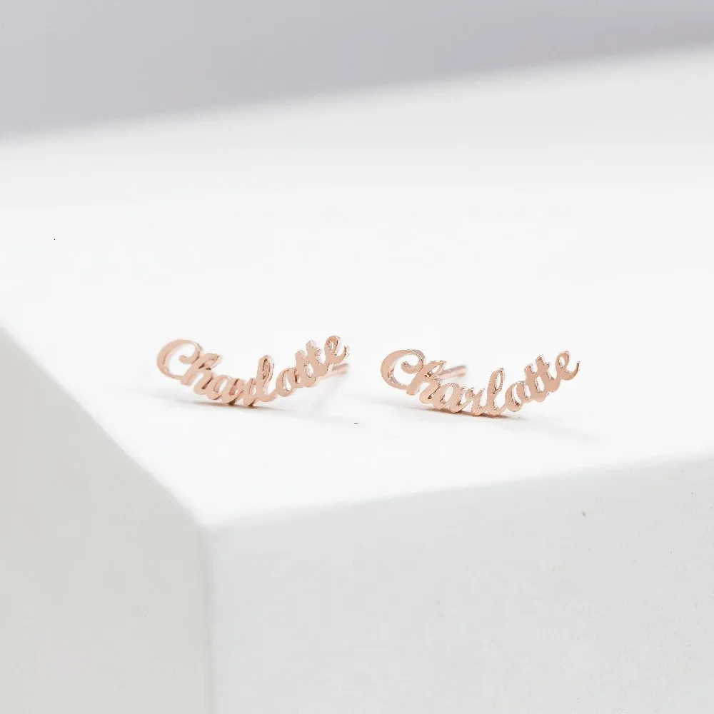 Customized Earring Name Personalized Earrings Jewelry Stainless Steel Letter Stud Earrings Minimum Value Earring Gifts 241209