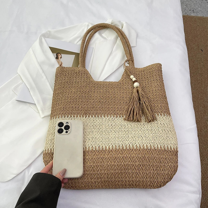 1 straw womens shoulder bag handbag Fashion casual summer Hawaiian style beach holiday seaside environmental protection 241203