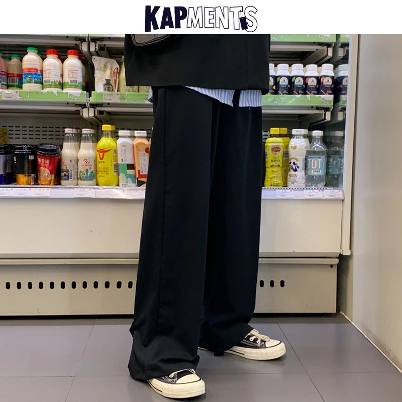 KAPMENTS Men Overalls Wide Legs Streetwear Baggy Pants Spring Mens Black Harajuku Sweatpants Male Casual Harem Joggers 5XL 241209