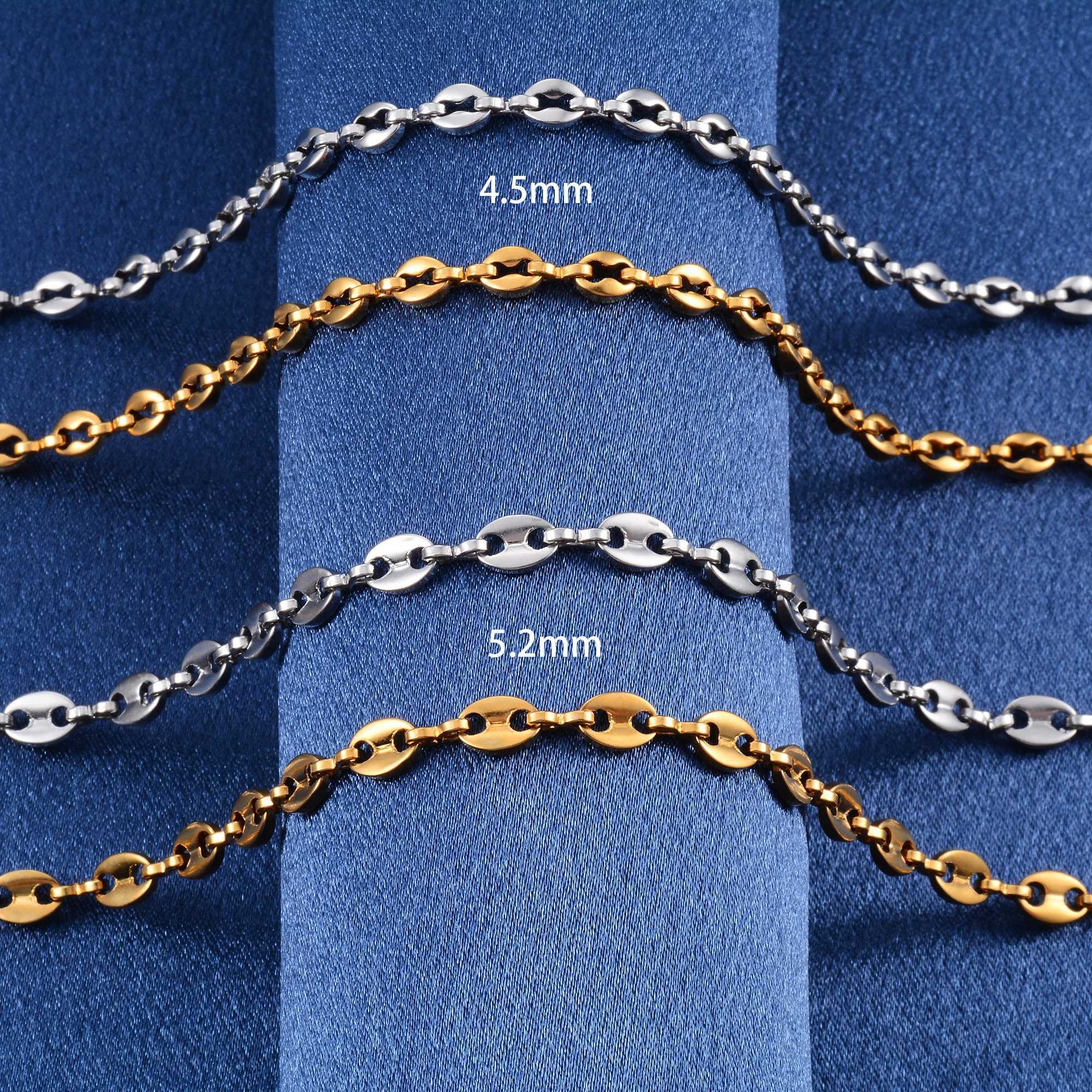 Handmade necklaces coffee bean chains stainless steel jewelry accessories mens necklaces DIY gifts Y241123