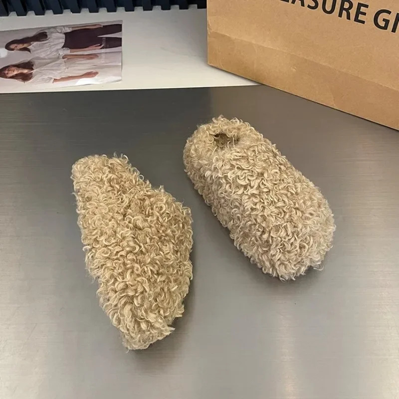 Winter Casual Womens Flat Shoes Comfortable with Velvet Warm Smooth Lightweight Soft soled Womens Shoes241209bj