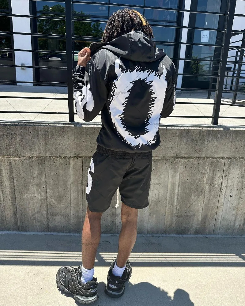 American High Street Fashion Retro Letter Printed Zipper Sweatshirt Women Y2k Hip Hop Rock Loose Versatile Oversized Hoodie Men 241209