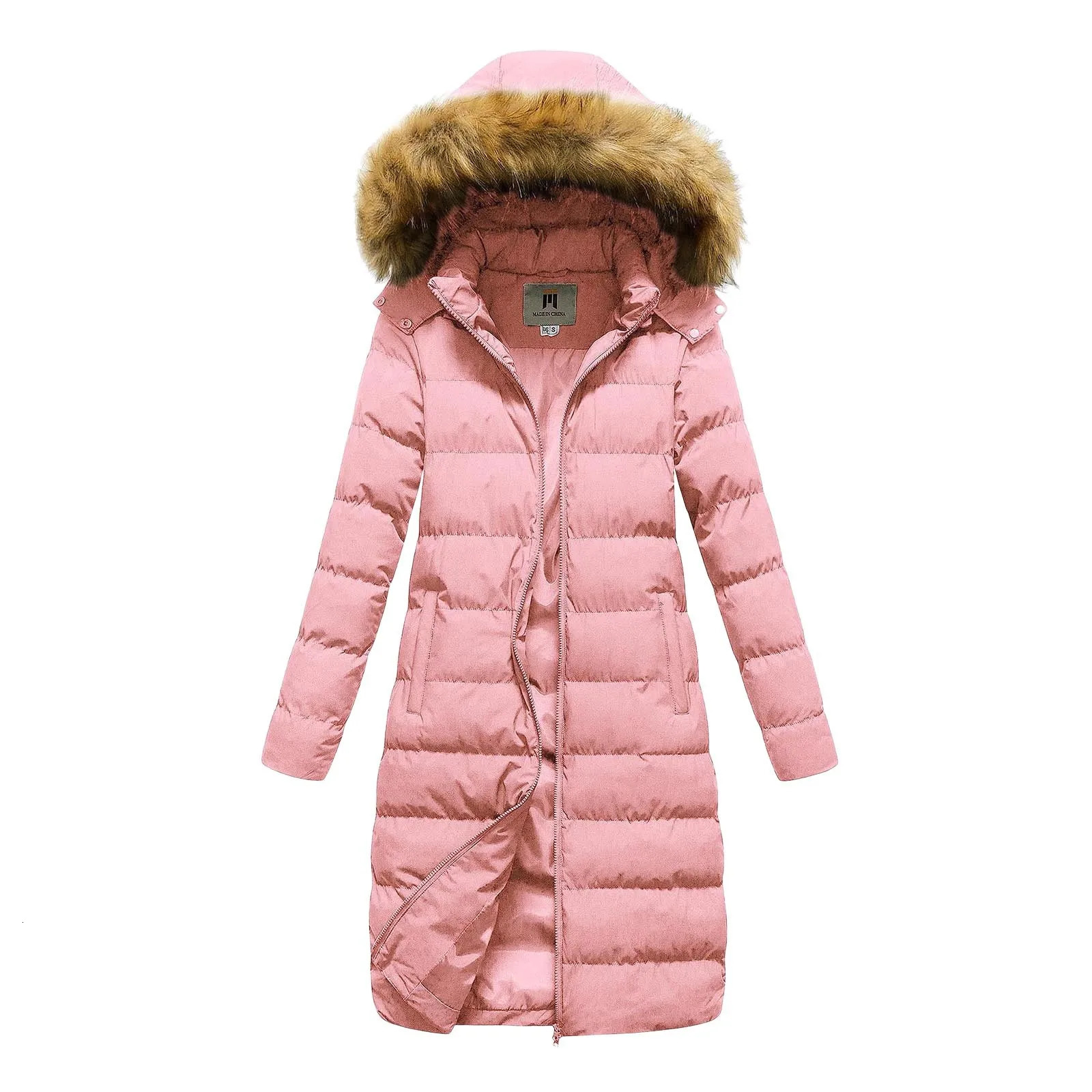 Winter faux fur collar detachable cover quilted jacket zipper solid color border womens plus size thin 241209
