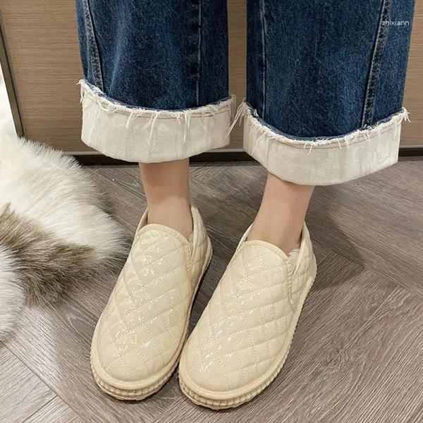 Casual Shoes Moccasin Female Sneakers Slip-on Moccasins Winter Slip On Snow Boots Shearg Fur Woman Shoe Moccas zhanyishengli