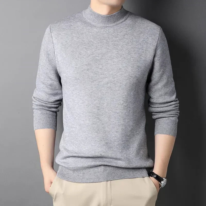 Wool Mens Cashmere Sweater Half Turtleneck Men Sweaters Knit Pullovers for Male Youth Slim Knitwear Man 241209