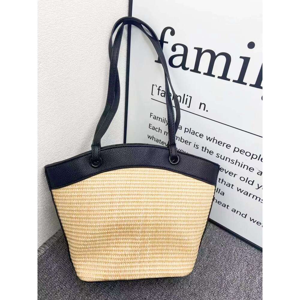 French beach vacation, leisure, western-style, versatile vegetable basket, hand-held shoulder bag, fashionable woven bag