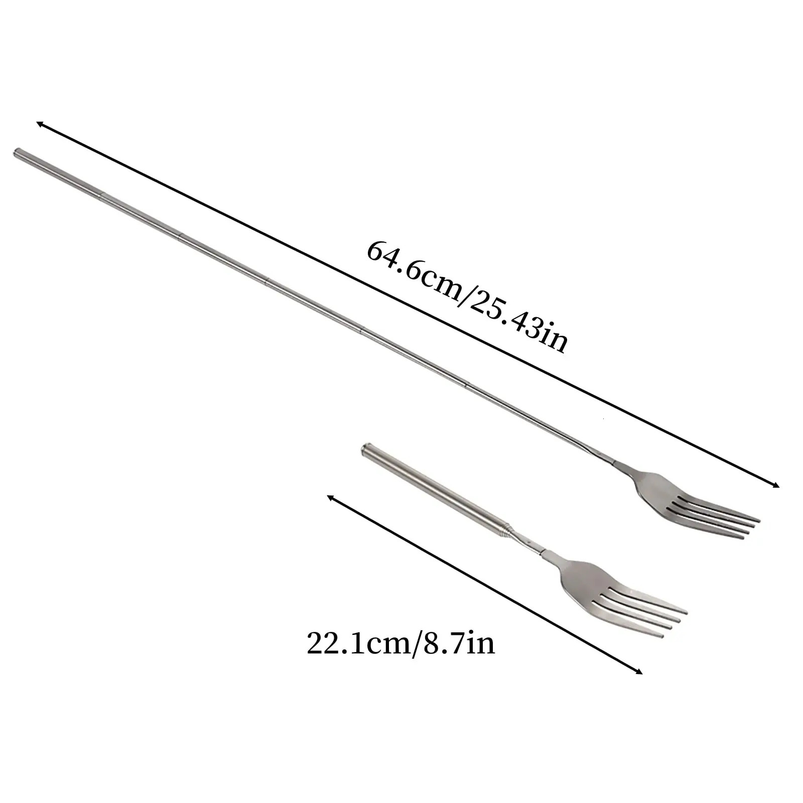 Stainless steel telescopic fork kitchen tool long handled barbecue tableware dinner fruits desserts baking 241209