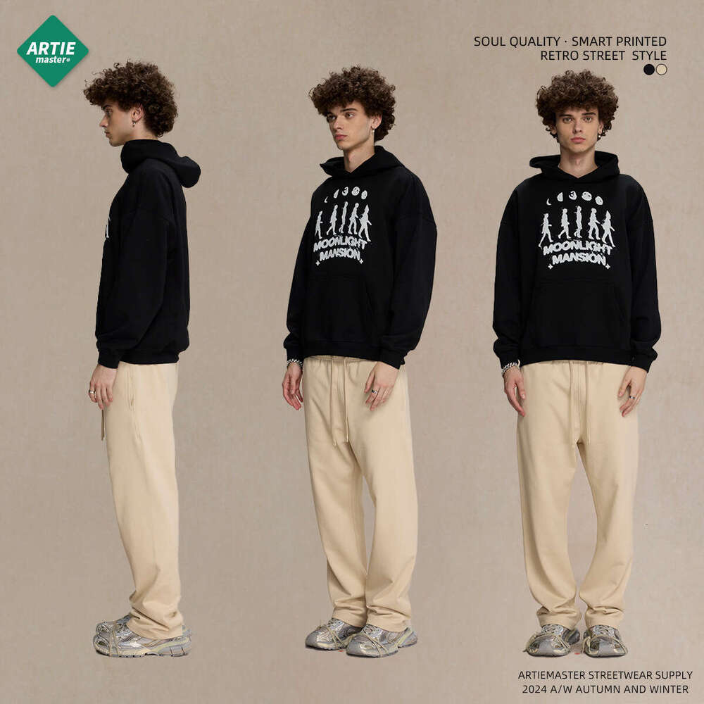 2024 autumn winter new loose niche brand printed men's European and American trendy hoodie