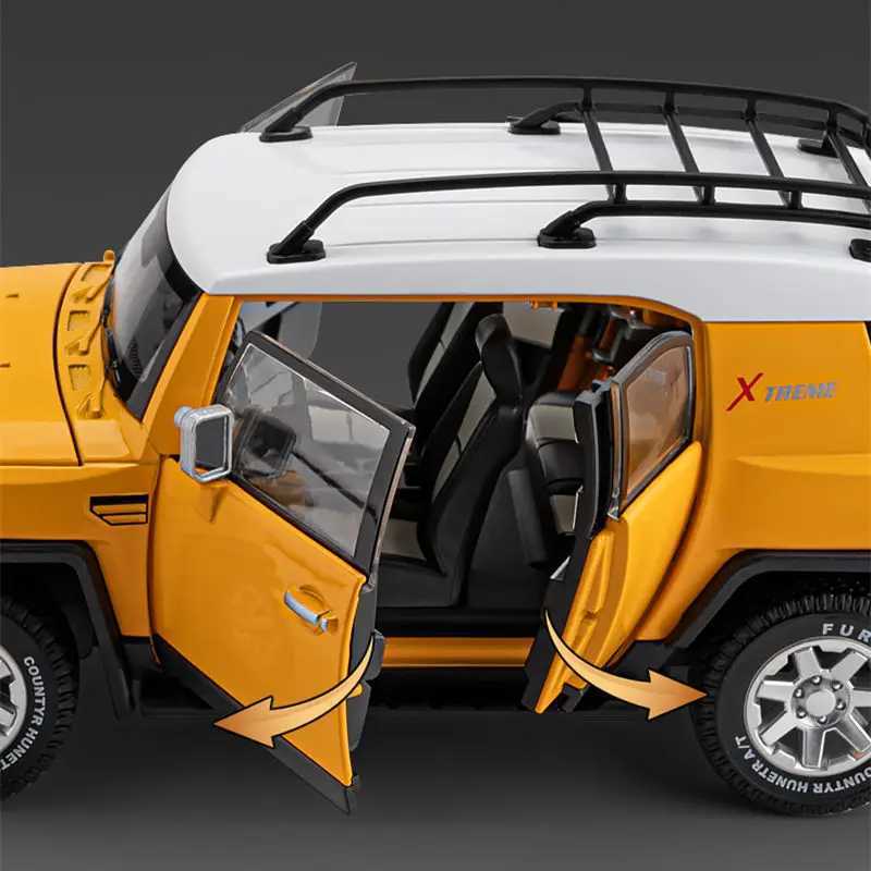 1 24 Toyota FJ Cruiser Alloy Car Model Die Casting and Toy Metal Off road Vehicle Model Simulation Sound and Light Childrens Gift X241209