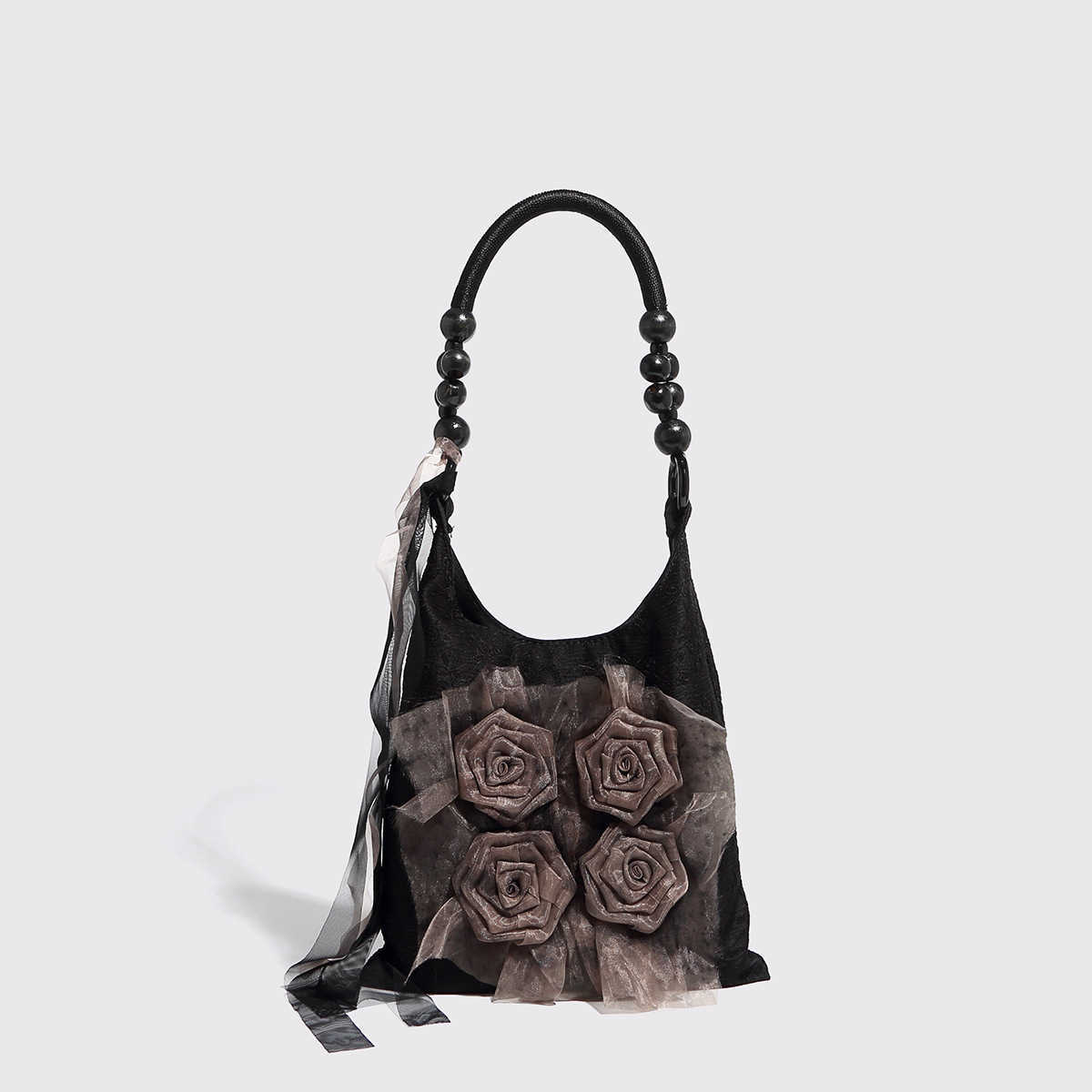 Chinese style tie dye rose flower bag, pleated armpit bag, commuting tote bag, single shoulder handbag 241215
