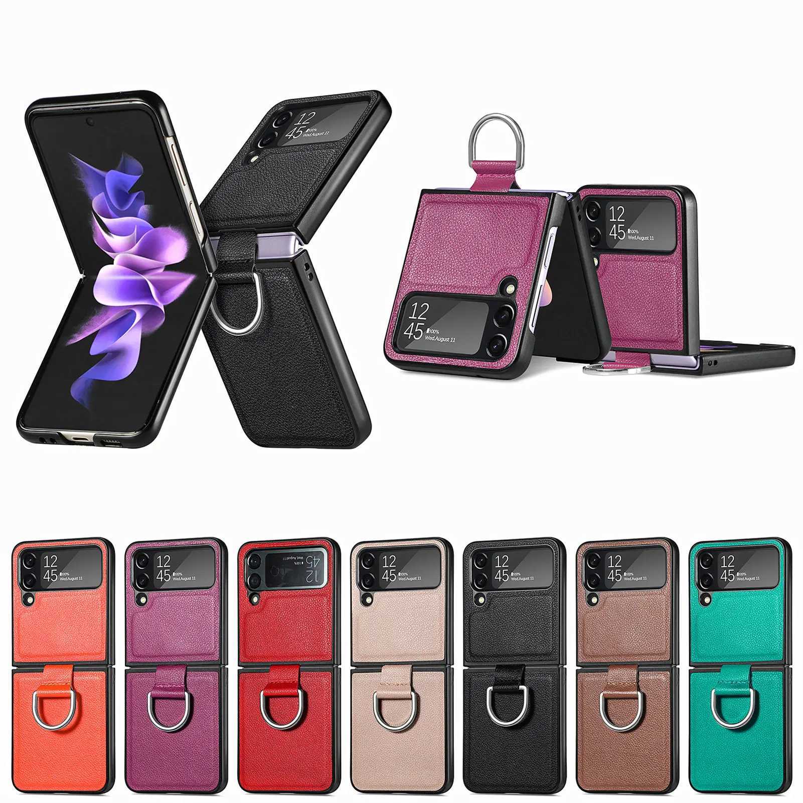 Hot Sale Suitable for Z flip 4 3 6 5 flip 6 flip 5 scratch resistant case suitable for Galaxy Z flip 4 3 5G flip 4 flip 3 leather accessories T241209