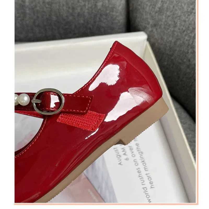 Girls Mary Janes Metal Chain Ribbon Luxury Beautiful Kids Princess Shoes Three Colors 26-36 Wedding Par Children Flat ShoesXJ241209