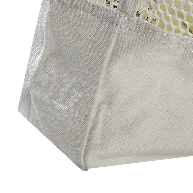 Korean Style Grid Handbag Fashion Mesh Hollow Out Sandy Beach Package Canvas Single Shoulder Bag Large Capacity Women Bags 241203