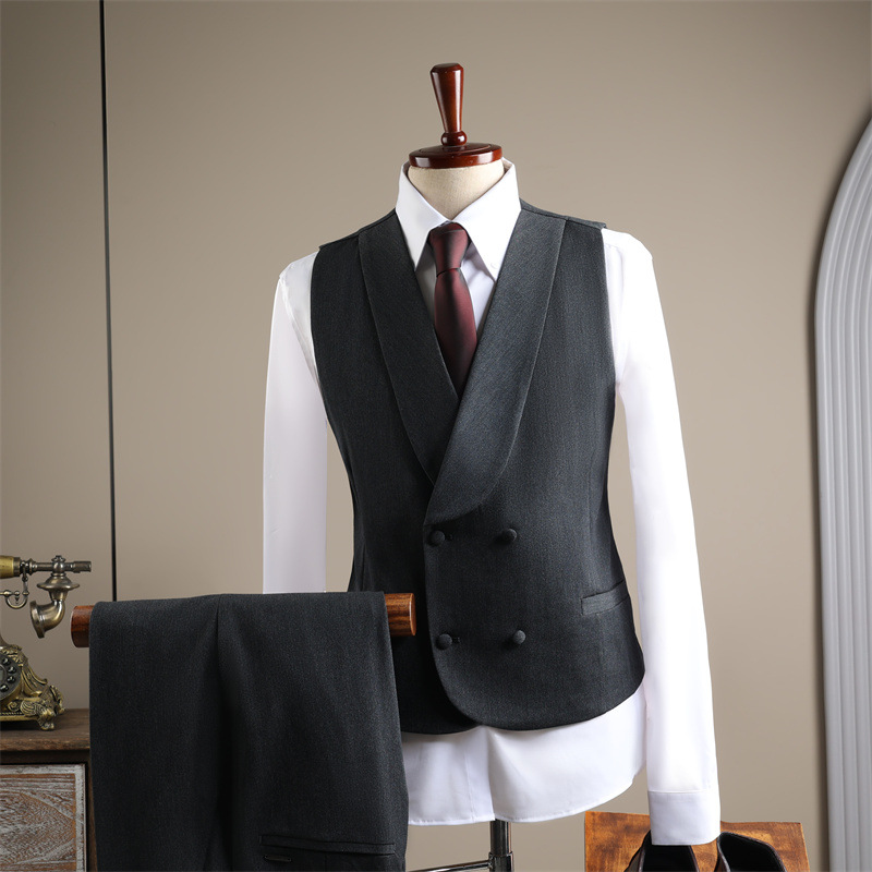 L825 Men's three-piece suit double-breasted casual men's wool suit groom groomsmen dress
