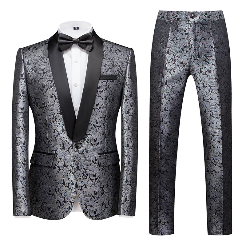 L9231 New cross-border men's suits, groom wedding dress, cloth embroidery color matching suits, two-piece suits for men