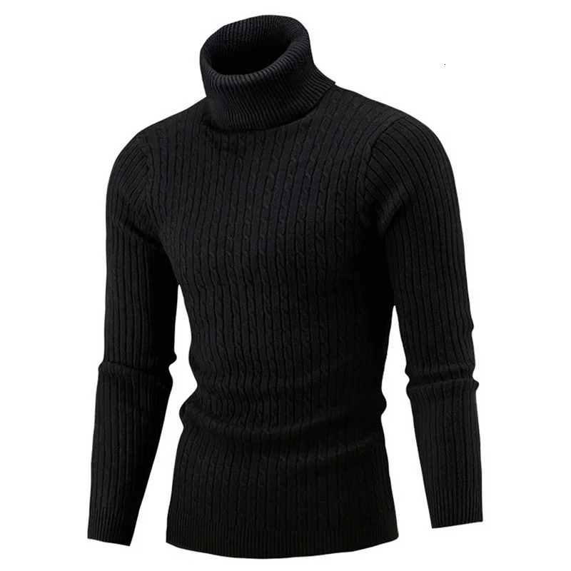 Winter Mens High Quality Turtleneck Sweater Thicken Casual Pullover 241209