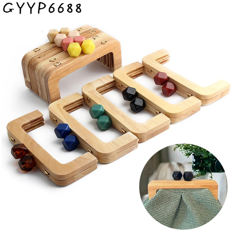 2/5/10 pieces of 19.6x11cm black square wallet frame kiss lock with beads used for sewing bags handbags shoulders wooden handle accessories 241205