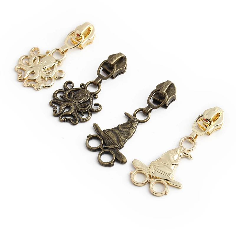 Skeleton shaped 5# nylon metal zipper puller slider used for bag wallet fixed puller double-sided DIY sewing replacement accessories 241205