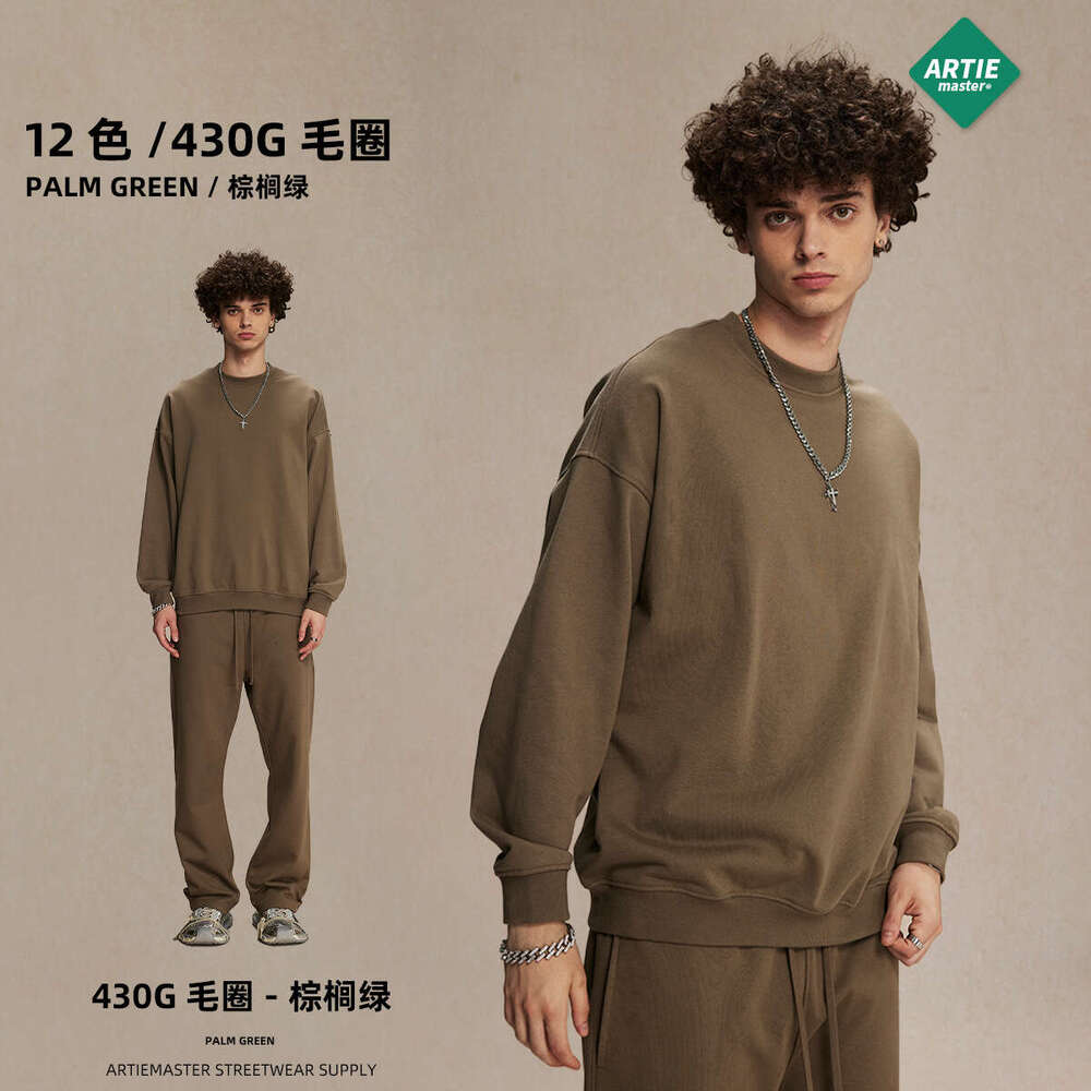 2024 new product 430g looped hoodie street fashion brand autumn men's and women's round neck shirt