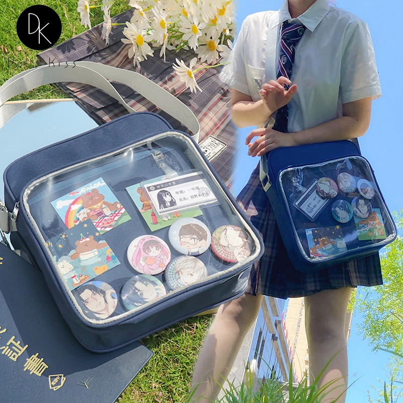 Harajuku JK Ita Bag Cross Body Girl Japanese Transparent Shoulder Bag Teen Female Anime Little Blue Uniform Bag241209
