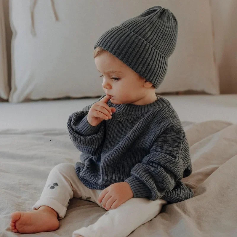 0-6T born Baby Sweater Boys and Girls Winter Clothing Warm Thick Knitted Pullover Top Baby Long Sleeve Basic Knitted Set 241210