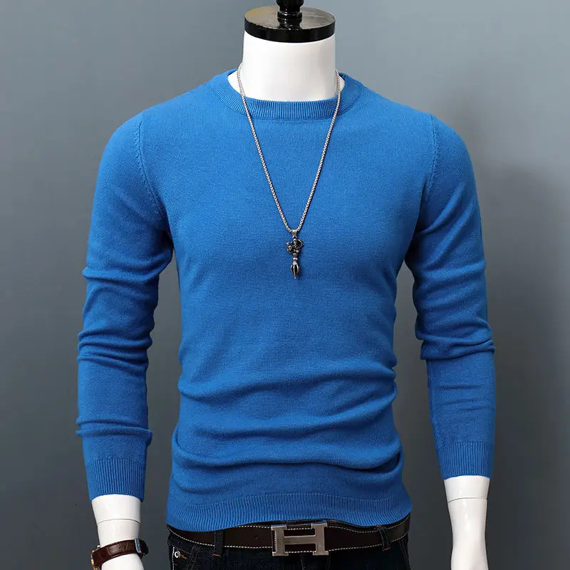Men Autumn Winter Fashion Long Sleeve ONeck Casual Knit Sweater Male Solid Color Allmatch Cashmere Pullover N26 241209