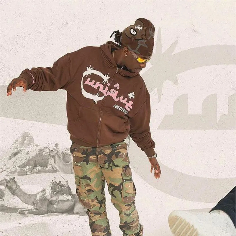 Hip-hop American High Street Cardigan Hoodies Women Y2K Casual Oversized Hooded Sweatshirt Gothic Style Loose Jacket Hoodie 241209