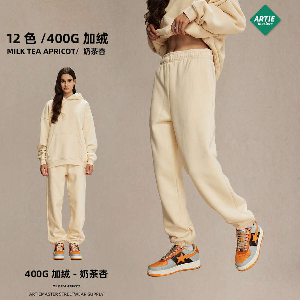 2024 Winter Shake Fleece 400g Thickened Casual with Leg Straightening Loose Trendy Brand Men's and Women's Pants