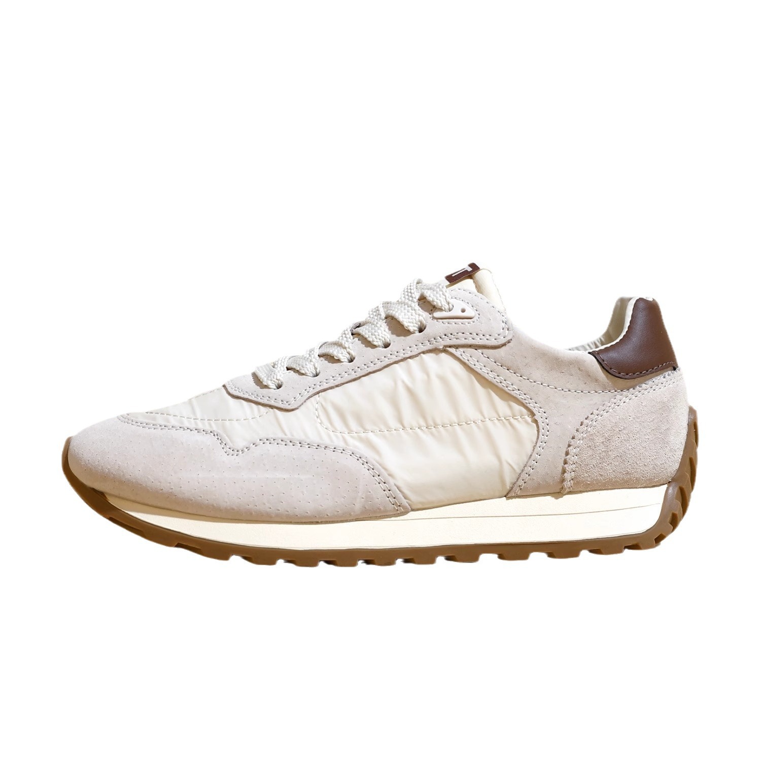 Shoes Women's Running - Korean Style, Versatile Hot Training Sneakers, Beige/Yellow, Breathable Mesh, Lightweight, 2024 Spring Fashion - Style, S