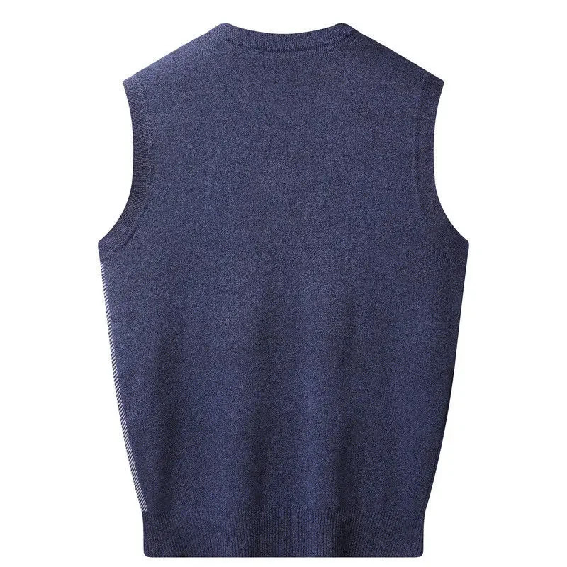Knitted Sweaters for Men Letter Waistcoat Man Clothes Plaid Vest V Neck Sleeveless Overfit Maletry Cotton Knitwears Classic Ugly 241209