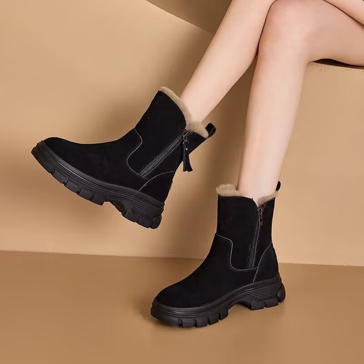 Snow Beautoday Women Suede New Leather Quality Hot Latform Fur Boots Round Toe Ladies Warm Winter Shoes Handmade