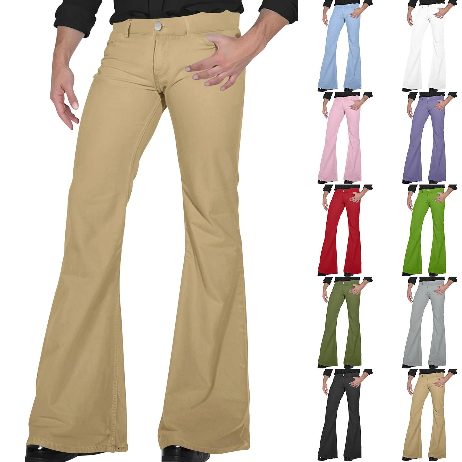 MenS Retro Disco Flared Pants Loose Stretch Vintage Trousers Fit Flared comFORTable Retro Stretch Twill MenS Trousers 241209
