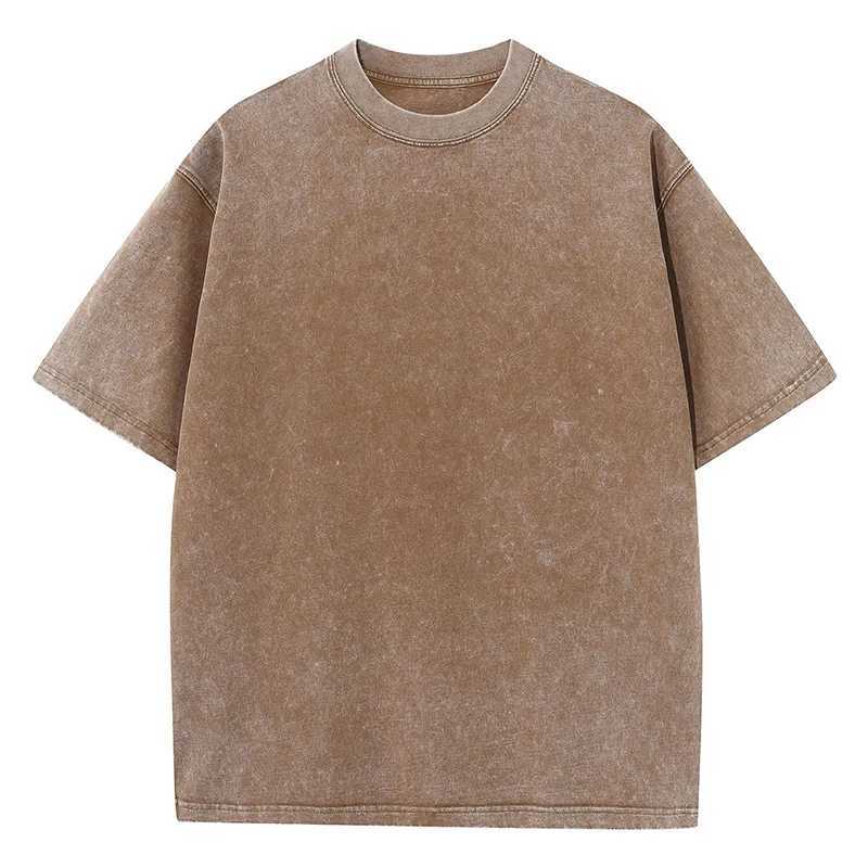 230G Cotton Retro Punk T-shirt Drop-shoulder Sleeve Men Women Vintage Short-sleeve T Shirts Solid Color Hip Hop Loose Tees W250117