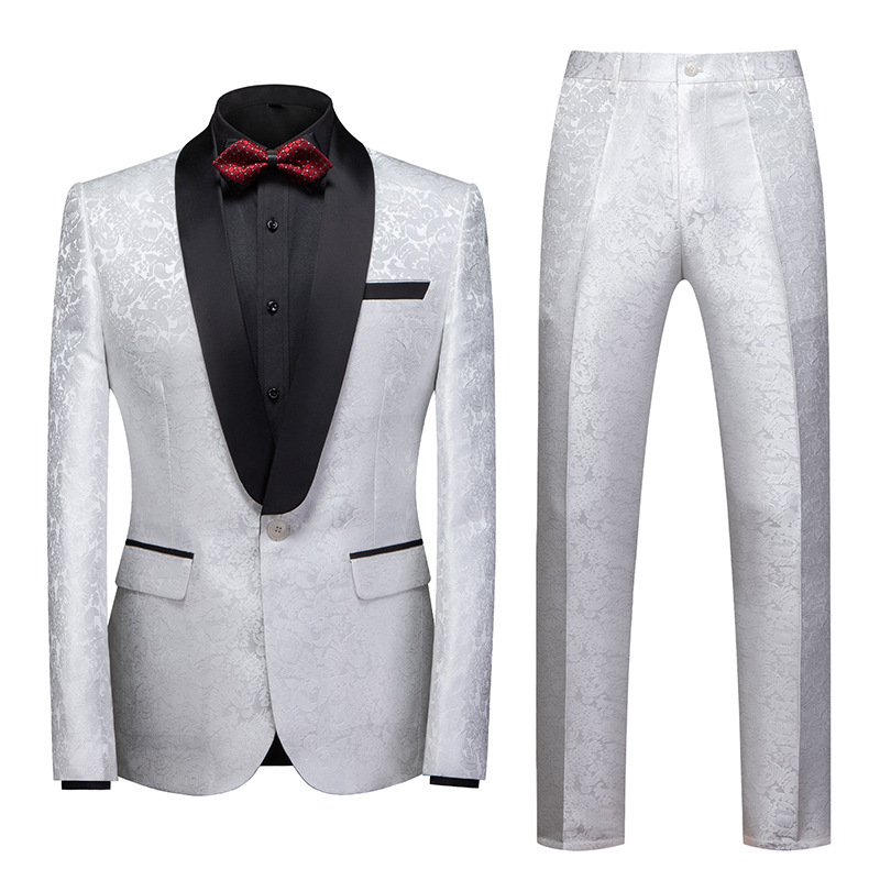 L9231 New cross-border men's suits, groom wedding dress, cloth embroidery color matching suits, two-piece suits for men