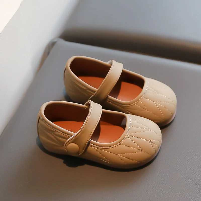 New Kids PU Leather Shoes Girls Princess Shoes Breathable Flats Mary Janes White Brown Children Baby Toddler First Walkers ShoesXJ241209