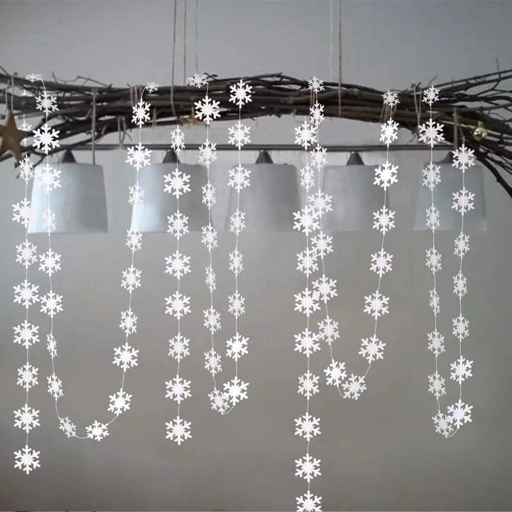 Banners Streamers Confetti Let it Snow Winter Wonderland Party Christmas Banner Paper White Snowflakes Garland Hanging for Frozen Birthday Decoration 