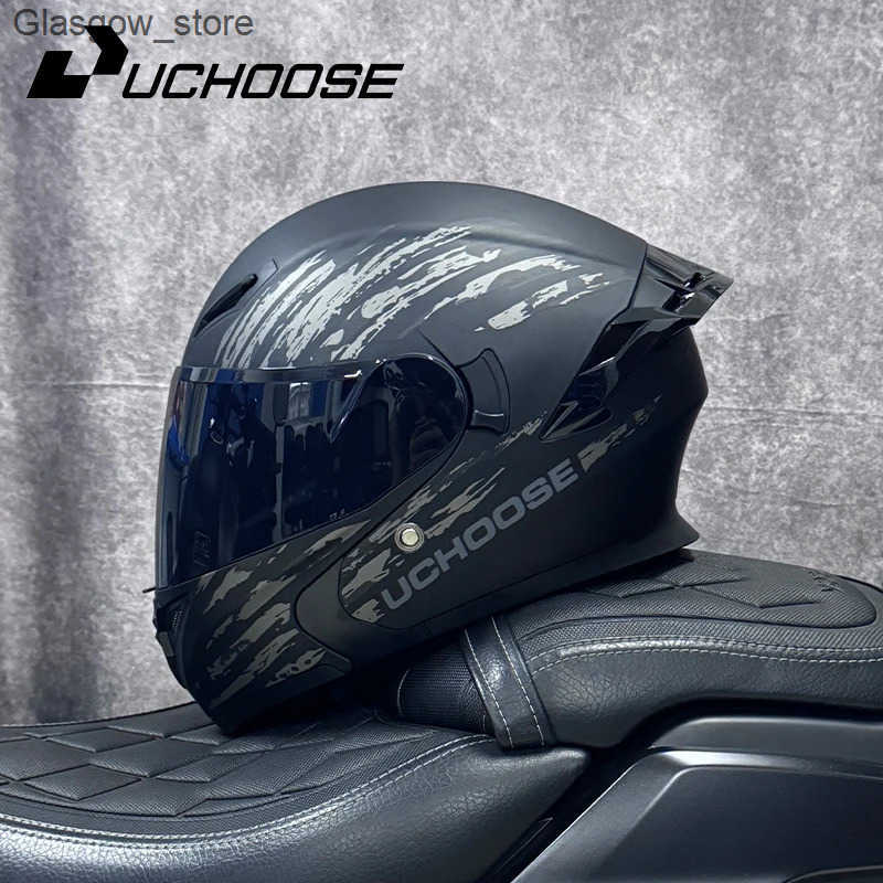 Motorcycle Helmets DOT Uchoose approved crash helmet motorcycle protective equipment mens flip helmet motorcycle Visor dual sun L240910