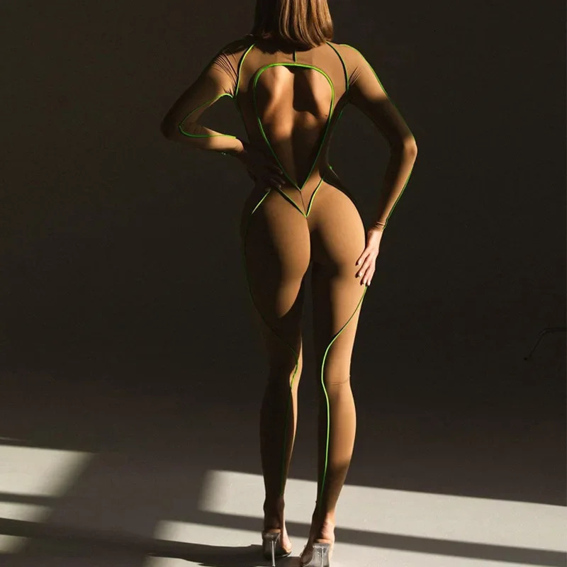 selling fashion comparison stitching backless tight jumpsuit sports onepiece dress for spring 2024 womens clothing 241209