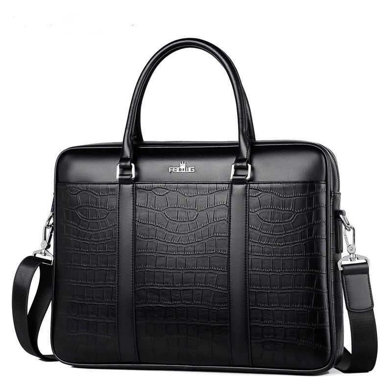 Briefcases Men's Bag Fashion Business Briefcase For Men Pattern Leather Handbag 14inch Laptop Casual Shoulder Bags 230901