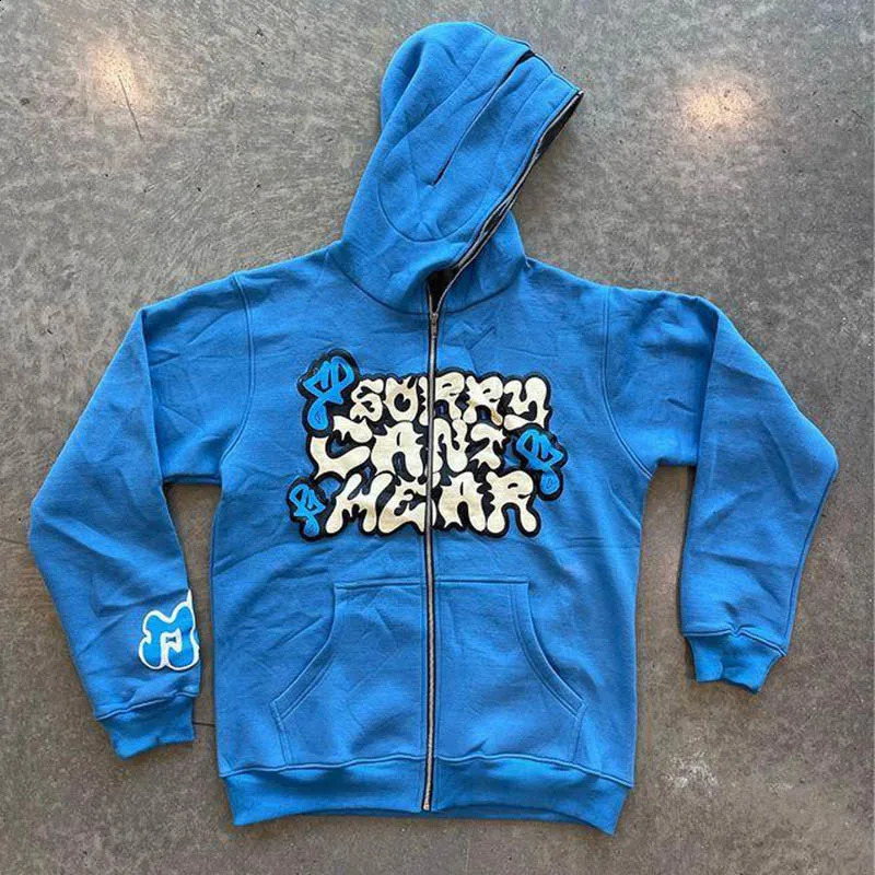 Harajuku jacket with printed letters mens jacket pink zipper hoodie oversized long sleeved zipper top casual hoodie 241202