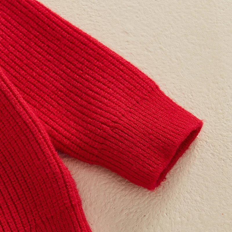 Preschool Baby Christmas Sweater Boys and Girls Alphabet Tree/Santa Claus Embroidered Long Sleeve O-Neck Ribbed Knitted Floral Top 241210