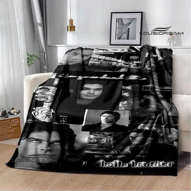 The Vampire Diaries Damon salvatore printed blanket Warm Flannel blankets Soft and comfortable blanket bed linings Birthday GiftXJ241210